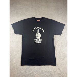 International State Bird Black Graphic T-Shirt Womens L Cotton Casual Crewneck
